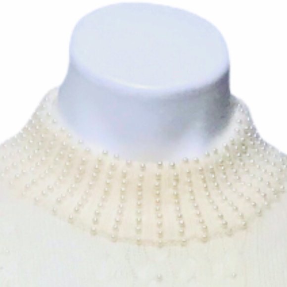 C. Webb Vintage Small Cable Knit Beaded Lambswool Sweater - Picture 4 of 9